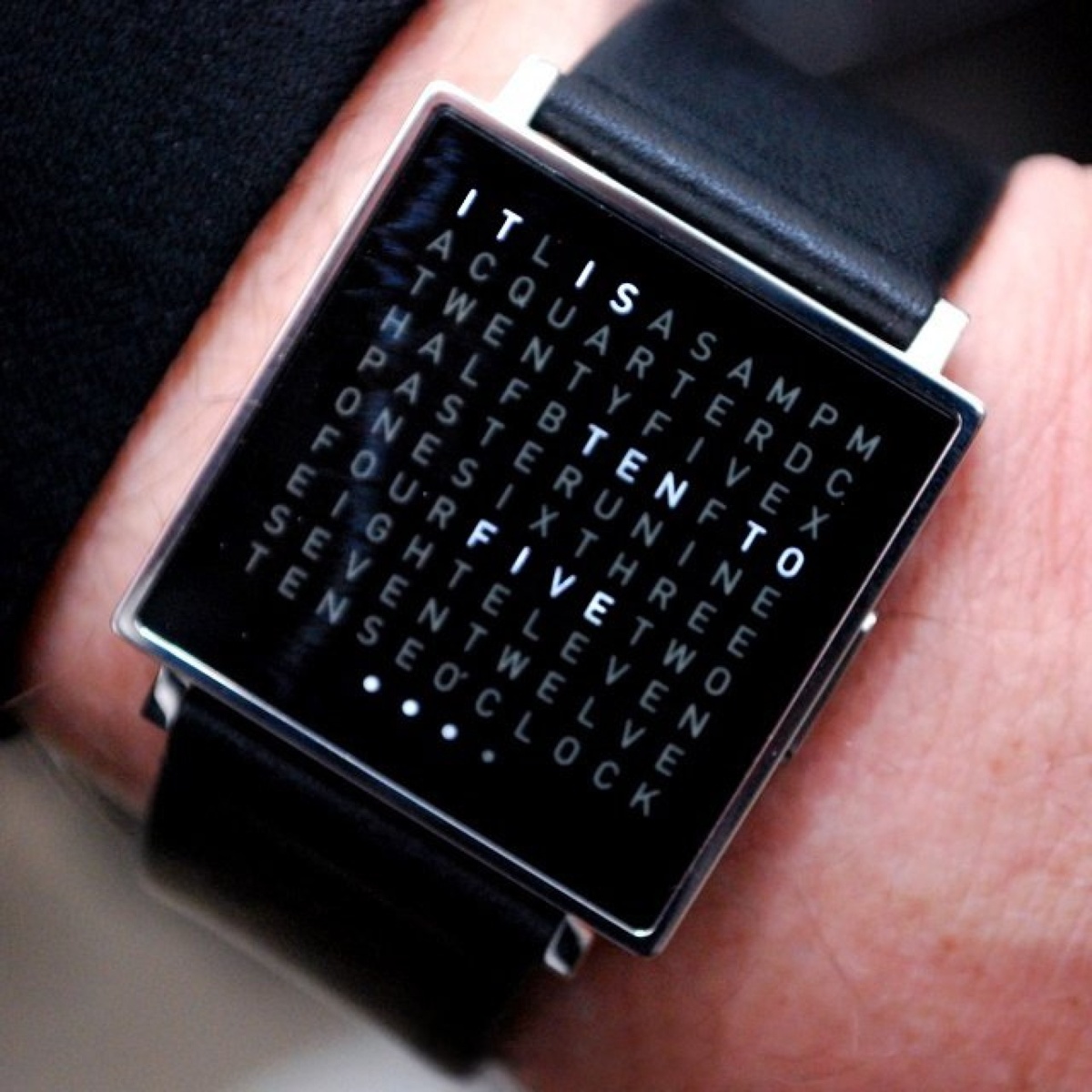 Creative LED letter display square steel strap watch