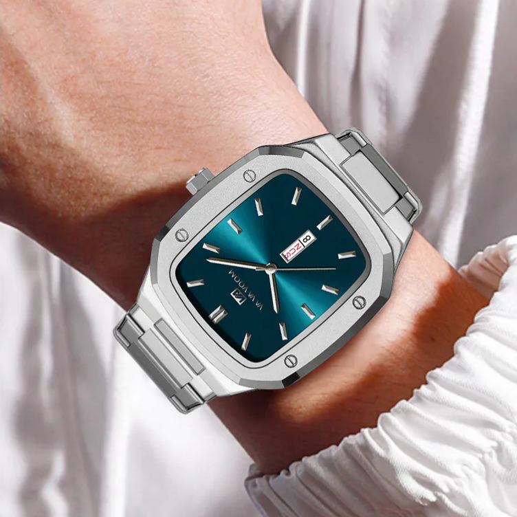 Men's business rectangular dial watch