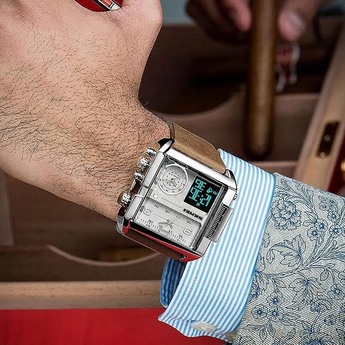 Men's Triple Display Quartz Watch