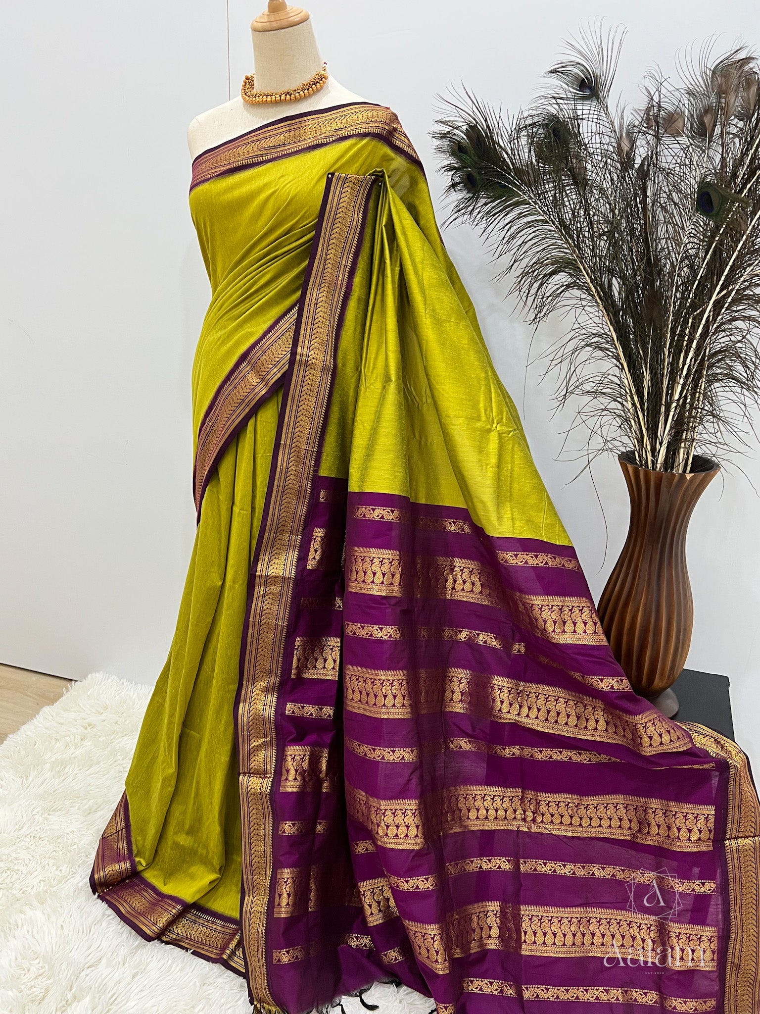 KALYANI SILK COTTON -REGULAR MADISAR SAREE WITHOUT BLOUSE PIECE - Roopa  Madisars