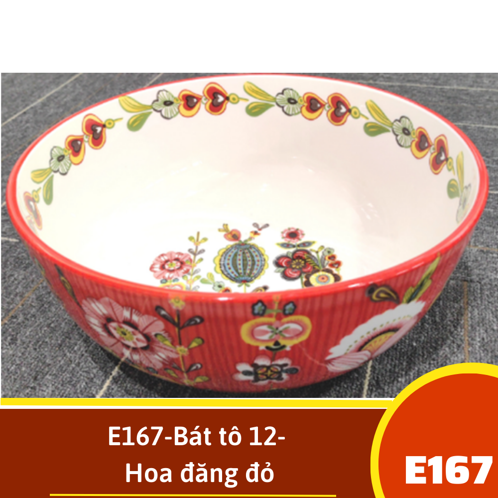 E167-Bát tô 12- Hoa đăng đỏ