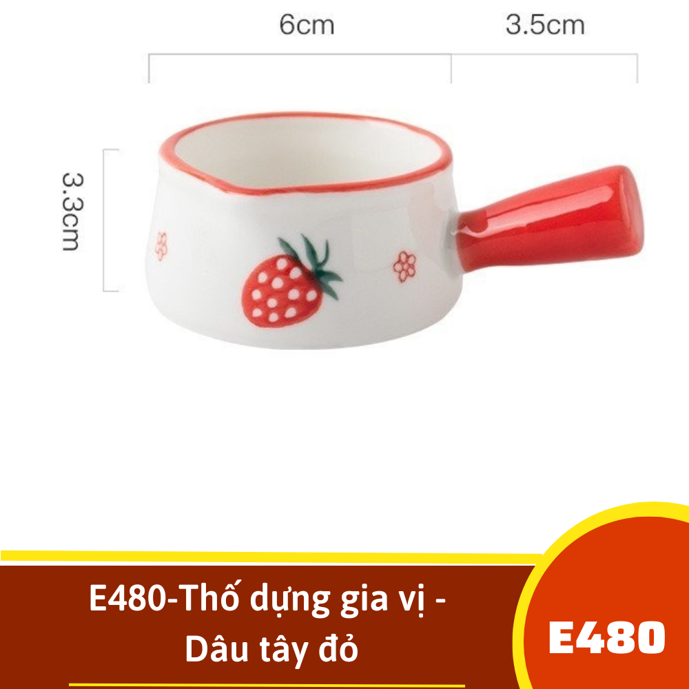 E480-Thố dựng gia vị - Dâu tây đỏ