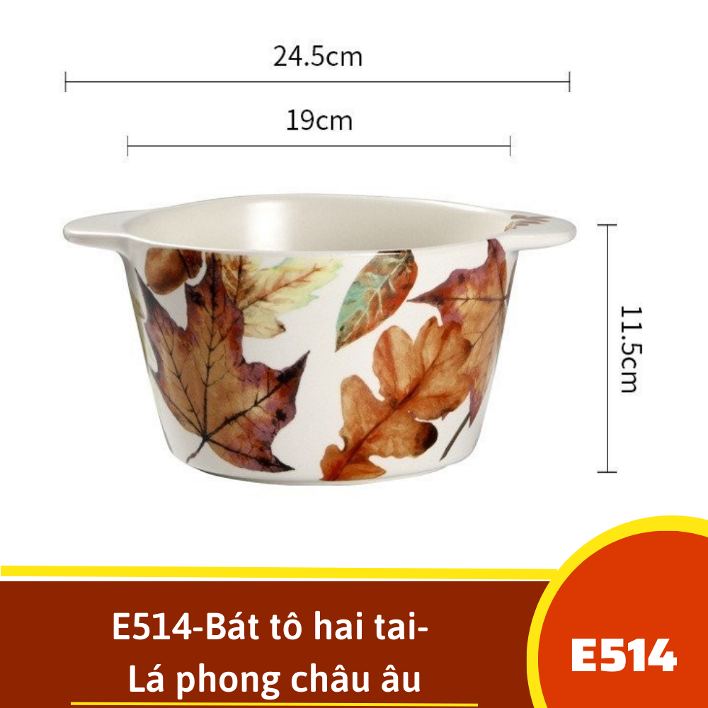 E514-Bát tô hai tai- Lá phong châu âu omk