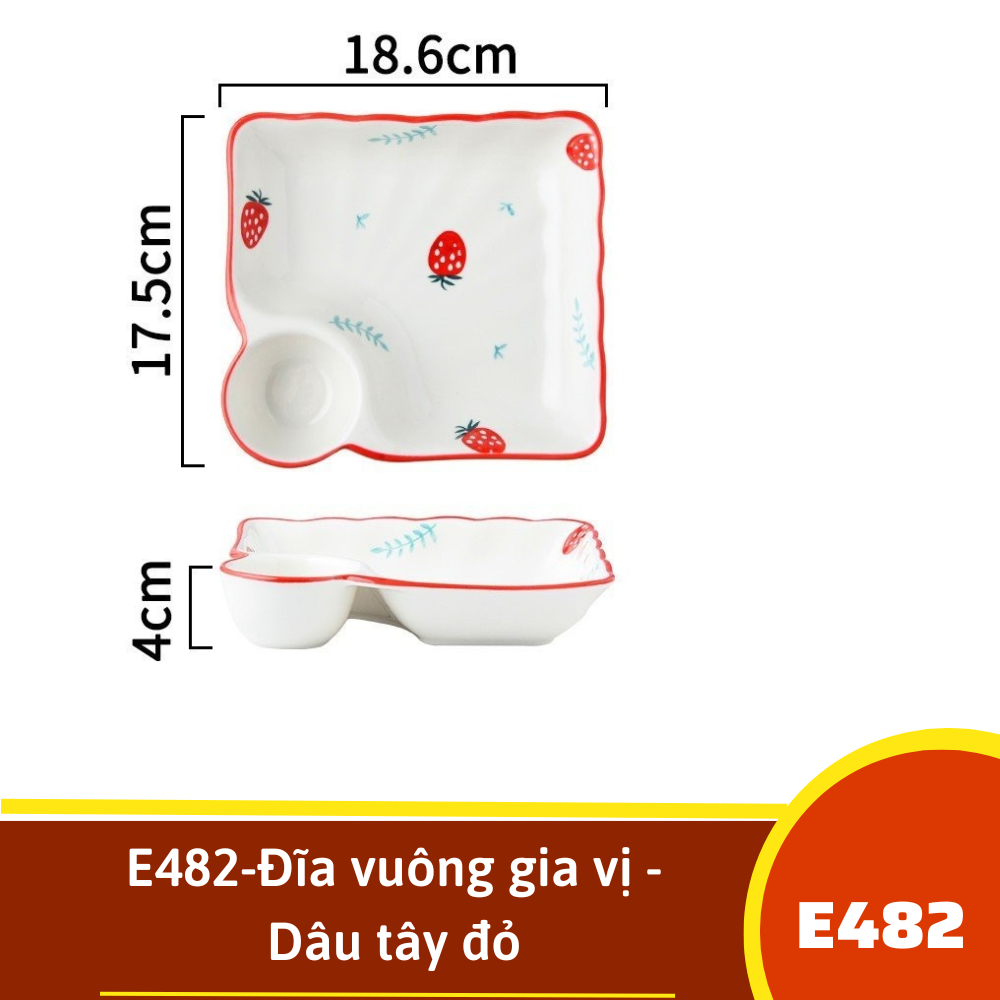 E482-Đĩa vuông gia vị - Dâu tây đỏ