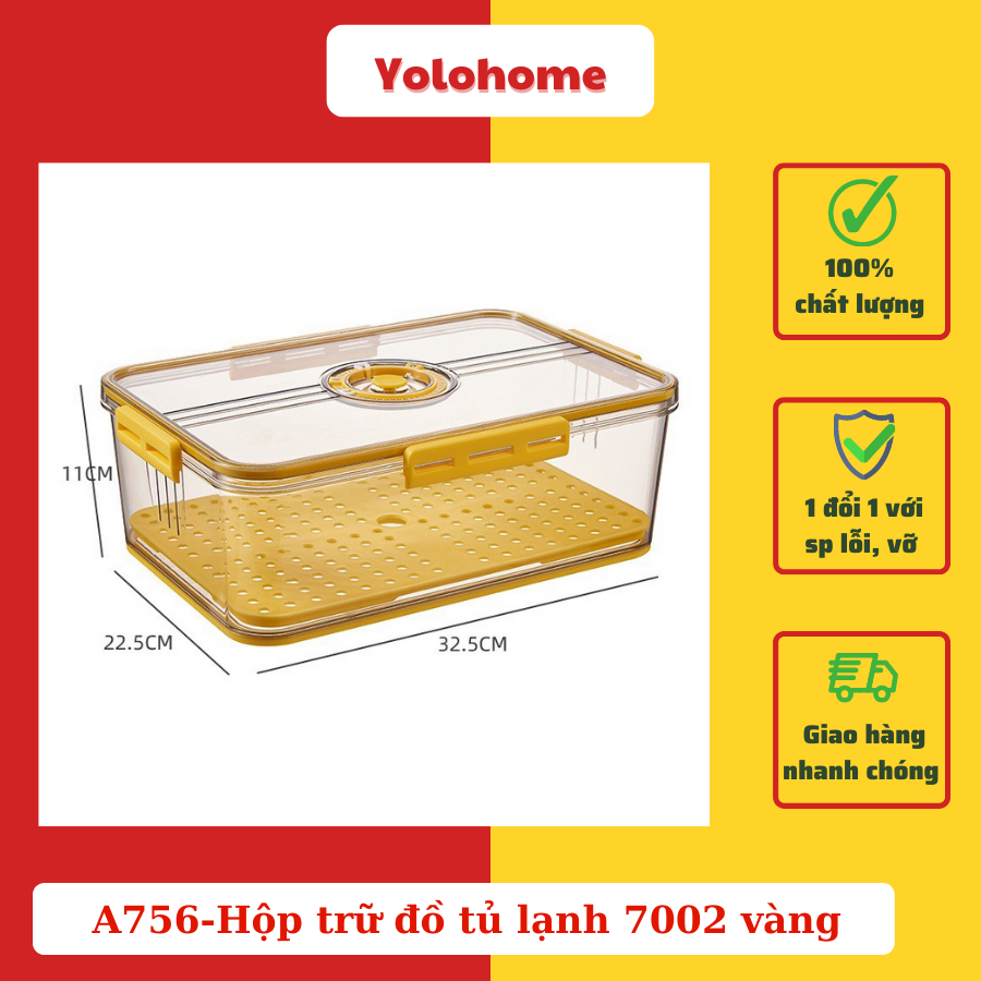 A756-Hộp trữ đồ tủ lạnh 7002 vàng