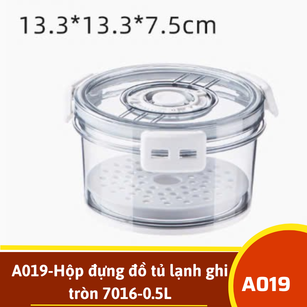 A019-Hộp đựng đồ tủ lạnh ghi tròn 7016-0.5L