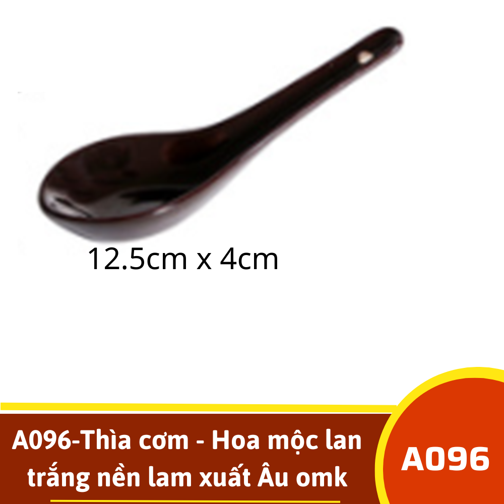 A096-Thìa cơm - Hoa mộc lan trắng nền lam xuất Âu omk