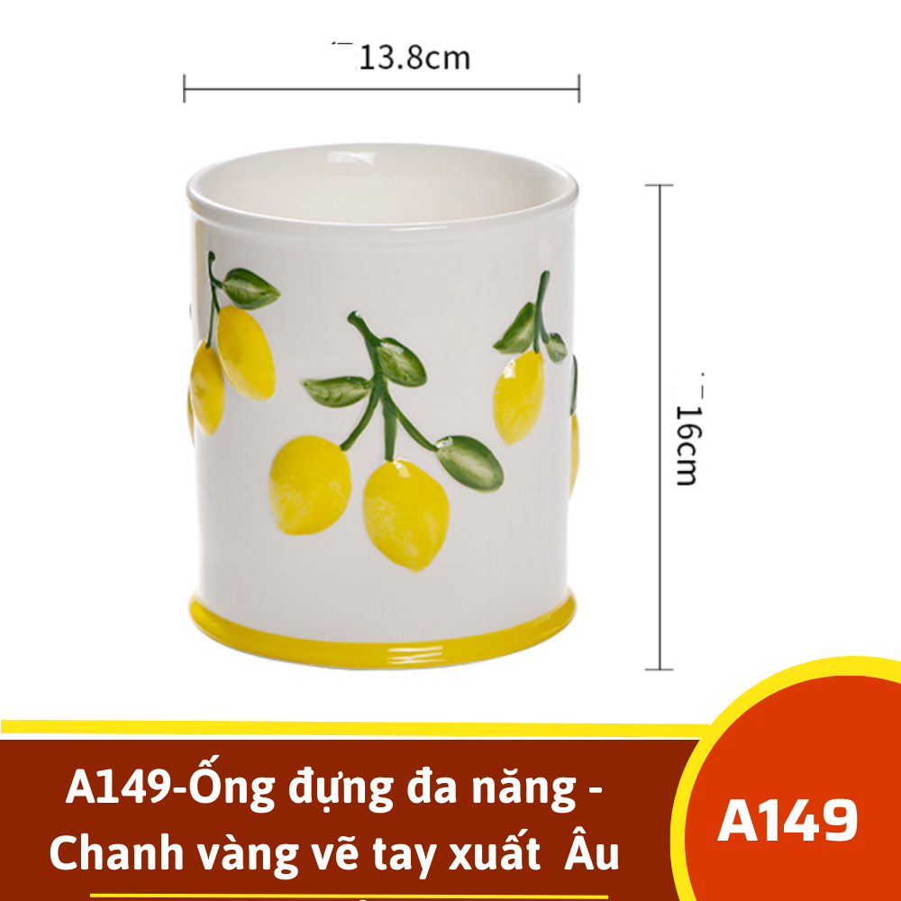A149-Ống đựng đa năng -  Chanh vàng vẽ tay xuất  Âu omk