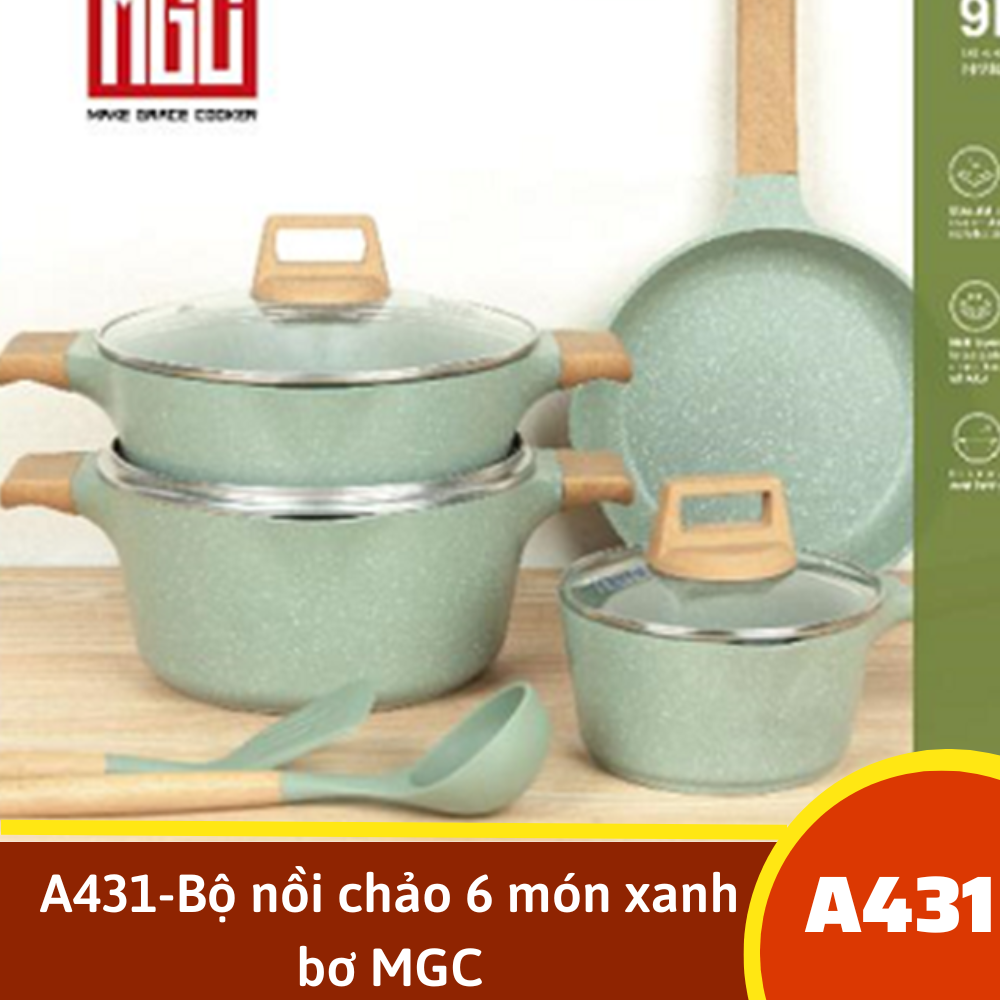 A431-Bộ nồi chảo 6 món xanh bơ MGC