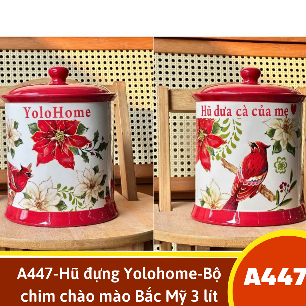 A447-Hũ đựng Yolohome-Bộ chim chào mào Bắc Mỹ 3 lít