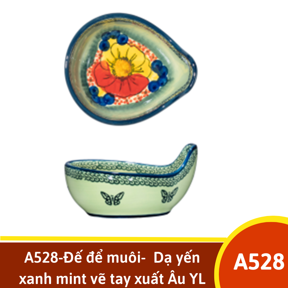 A528-Đế để muôi-  Dạ yến xanh mint vẽ tay xuất Âu YL