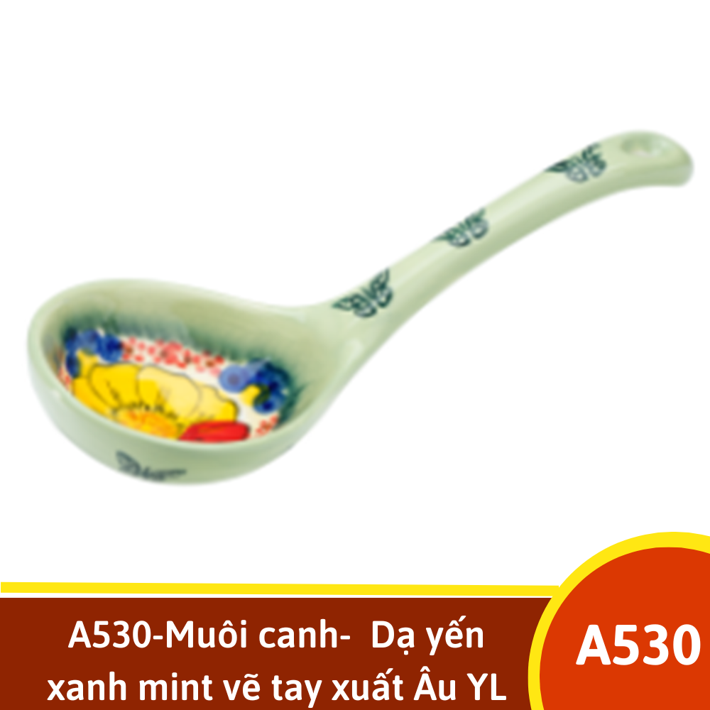 A530-Muôi canh-  Dạ yến xanh mint vẽ tay xuất Âu YL