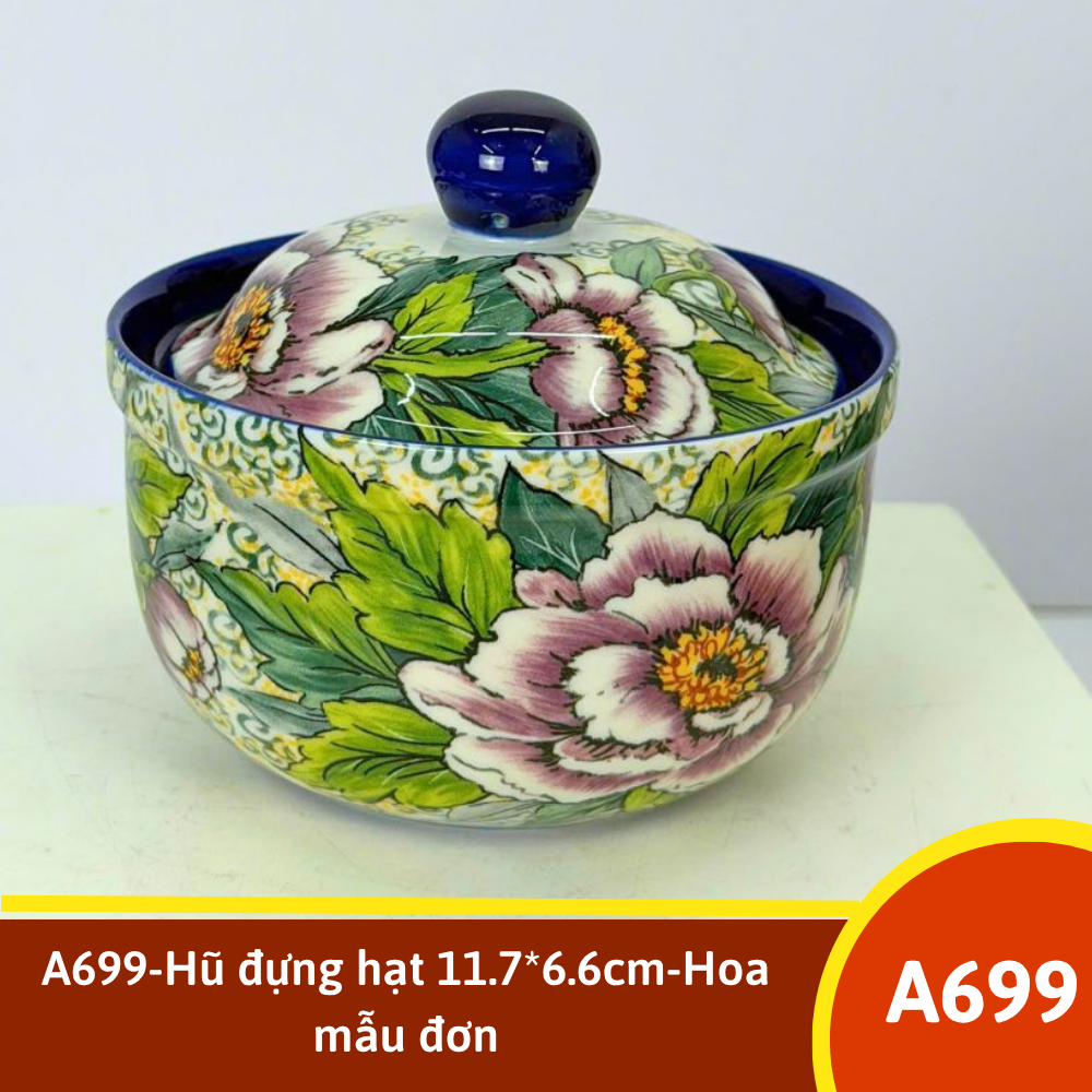 A699-Hũ đựng hạt 11.7*6.6cm-Hoa mẫu đơn