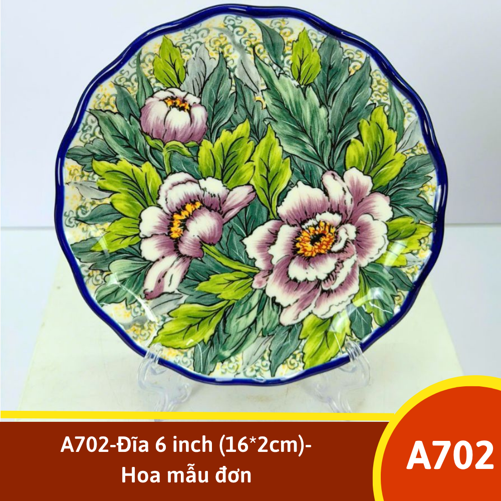 A702-Đĩa 6 inch (16*2cm)-Hoa mẫu đơn