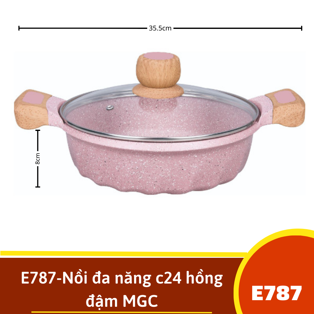 E787-Nồi đa năng c24 hồng đậm MGC