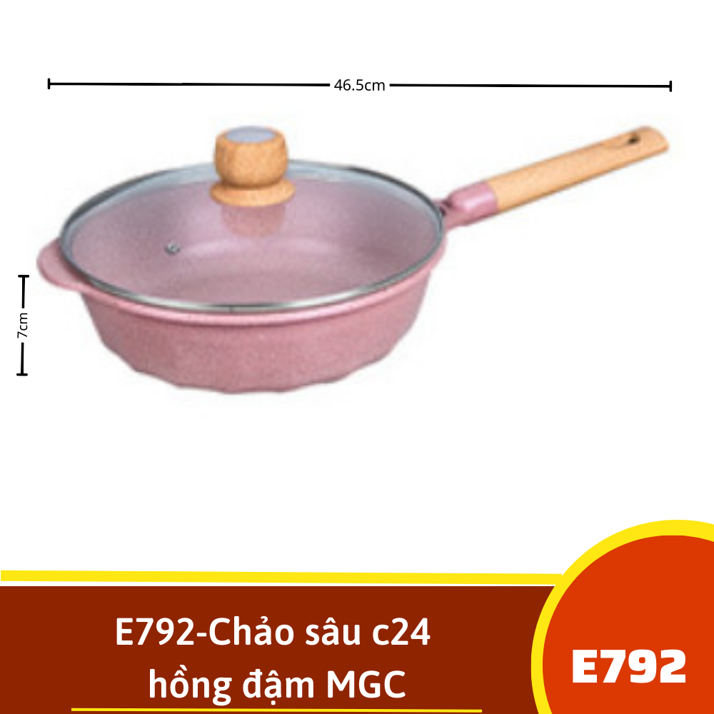 E792-Chảo sâu c24 hồng đậm MGC