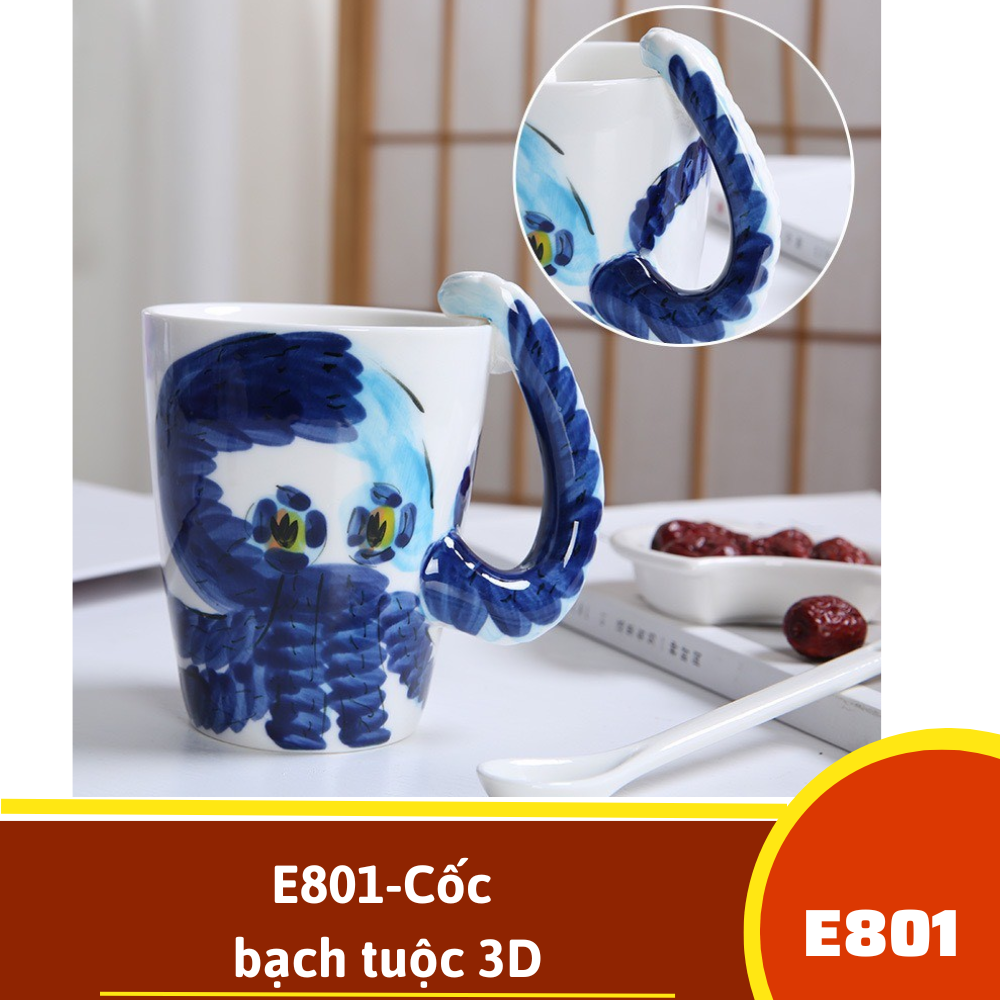 E801-Cốc bạch tuộc 3D