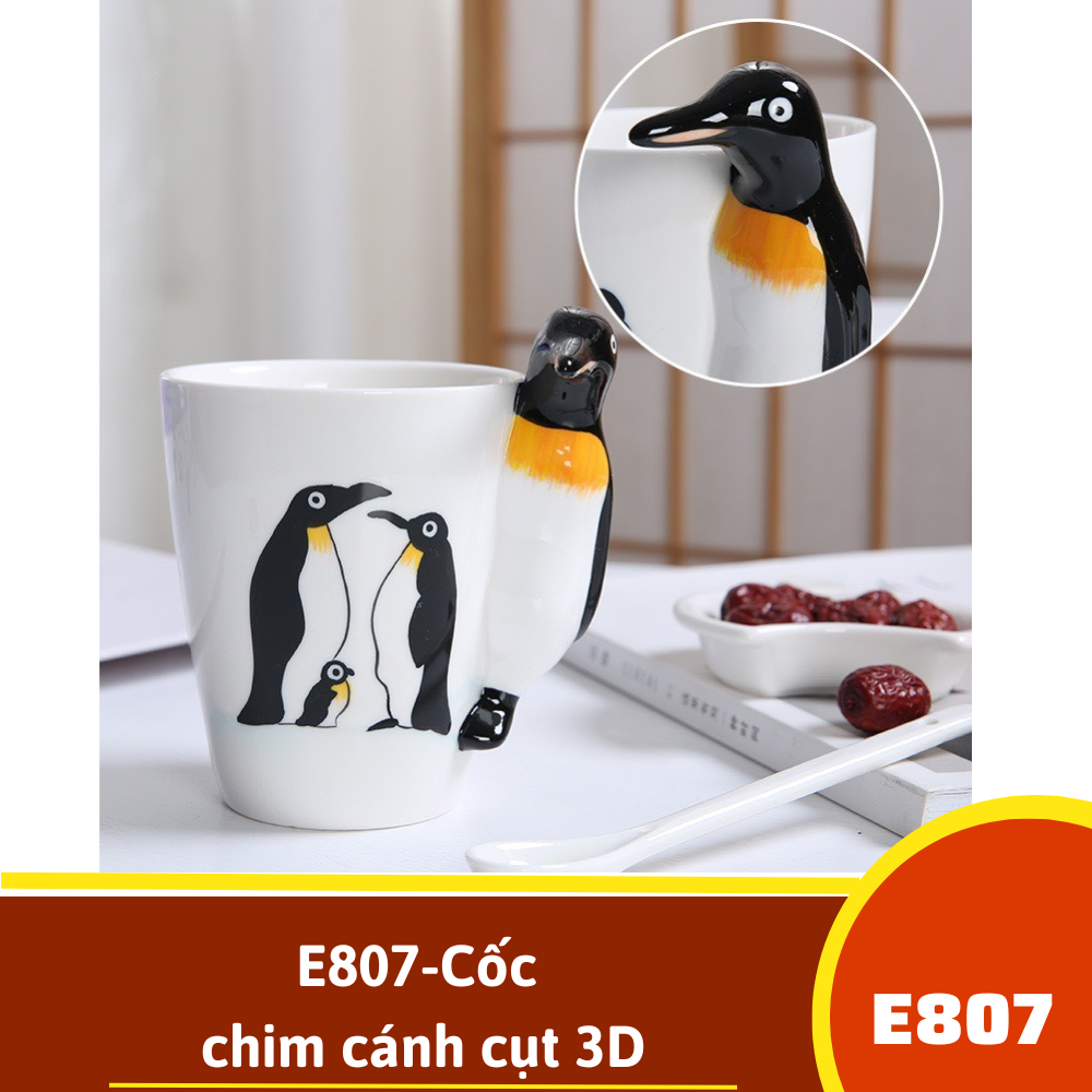 E807-Cốc chim cánh cụt 3D
