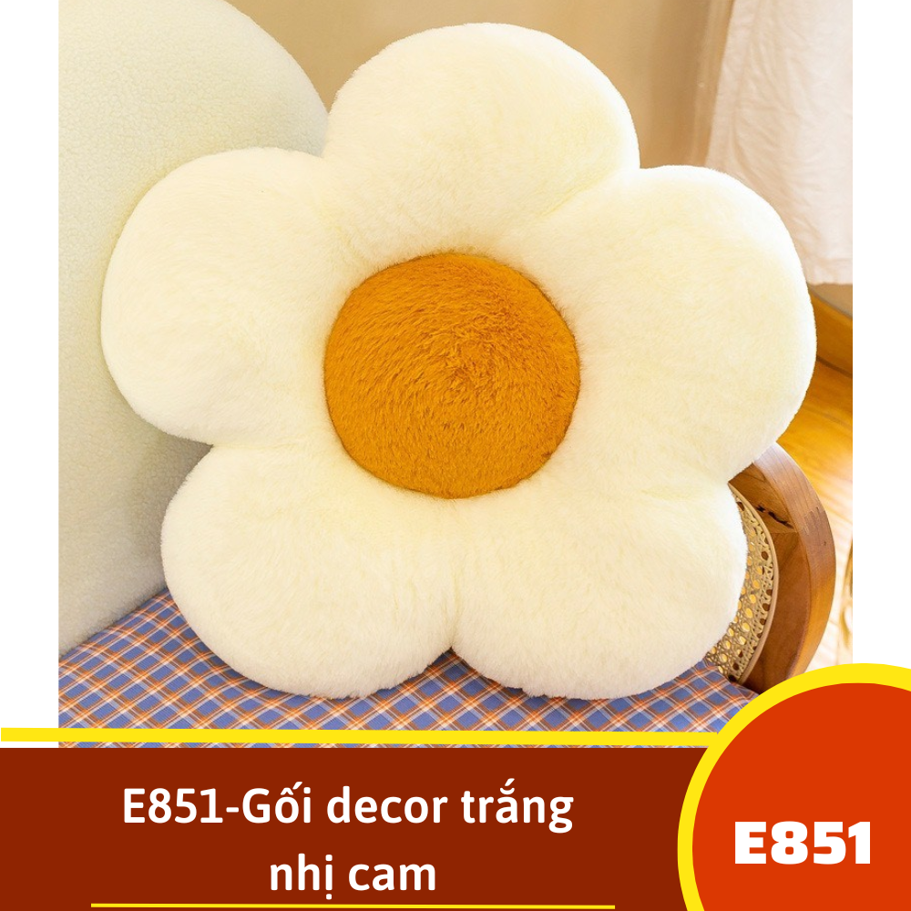 E851-Gối decor trắng nhị cam