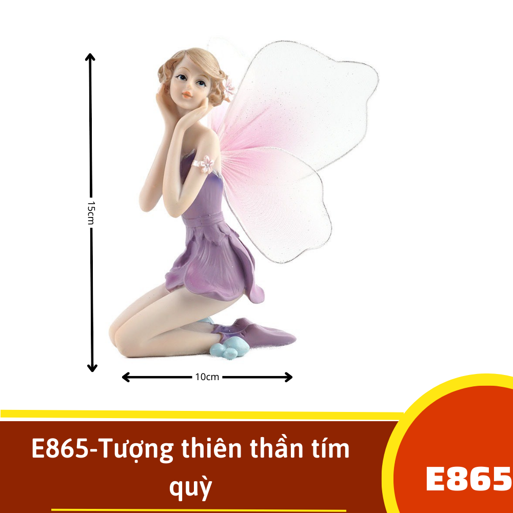 E865-Tượng thiên thần tím quỳ