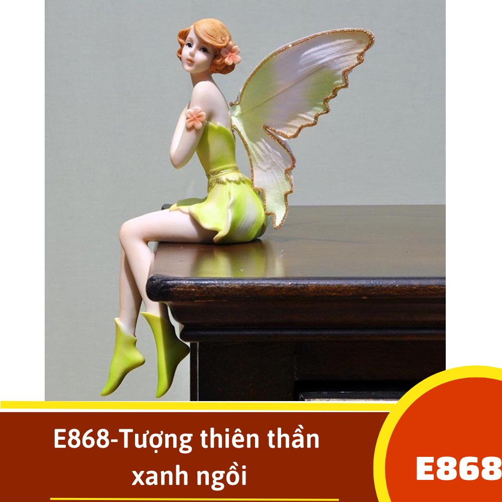 E868-Tượng thiên thần xanh ngồi