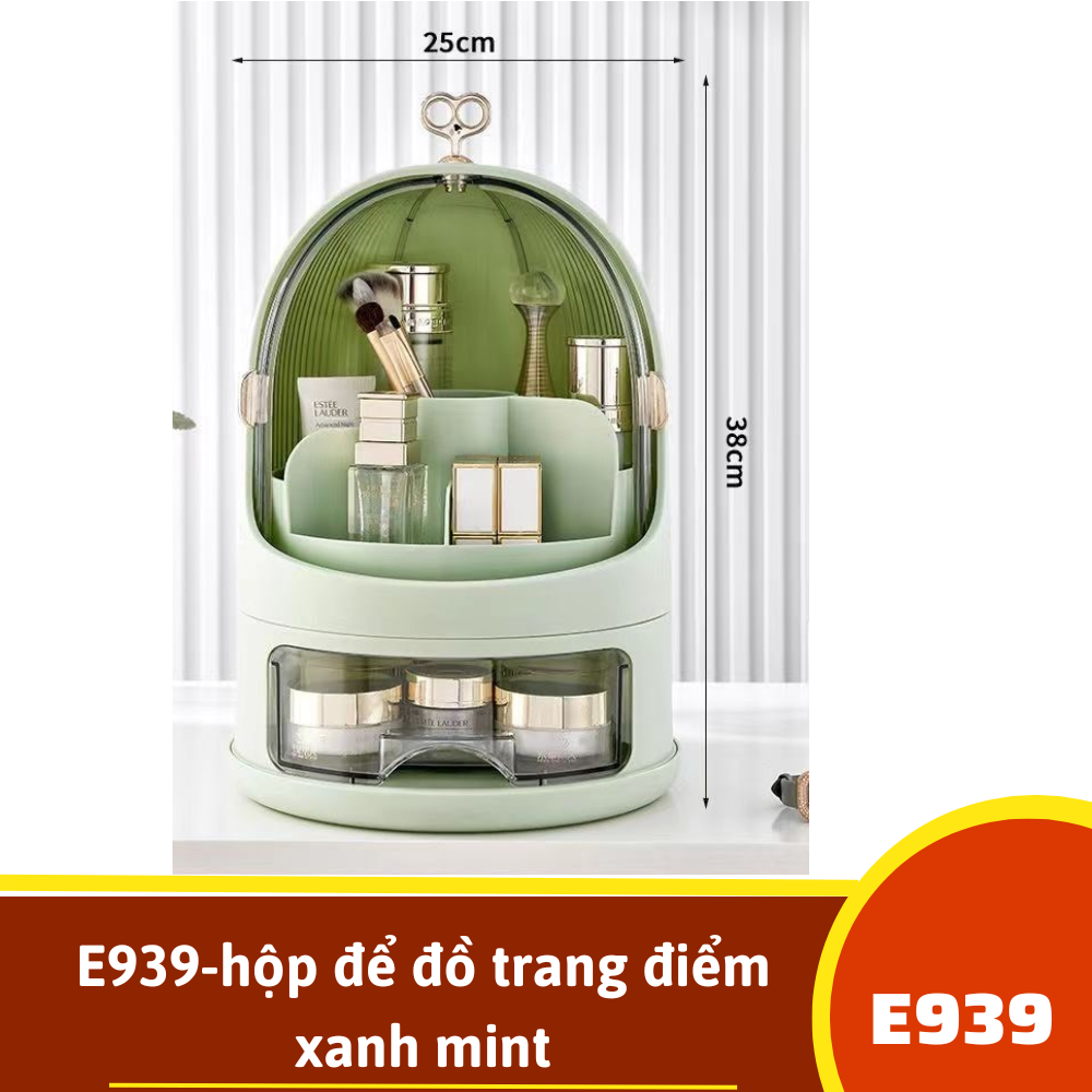 E939-hộp để đồ trang điểm xanh mint