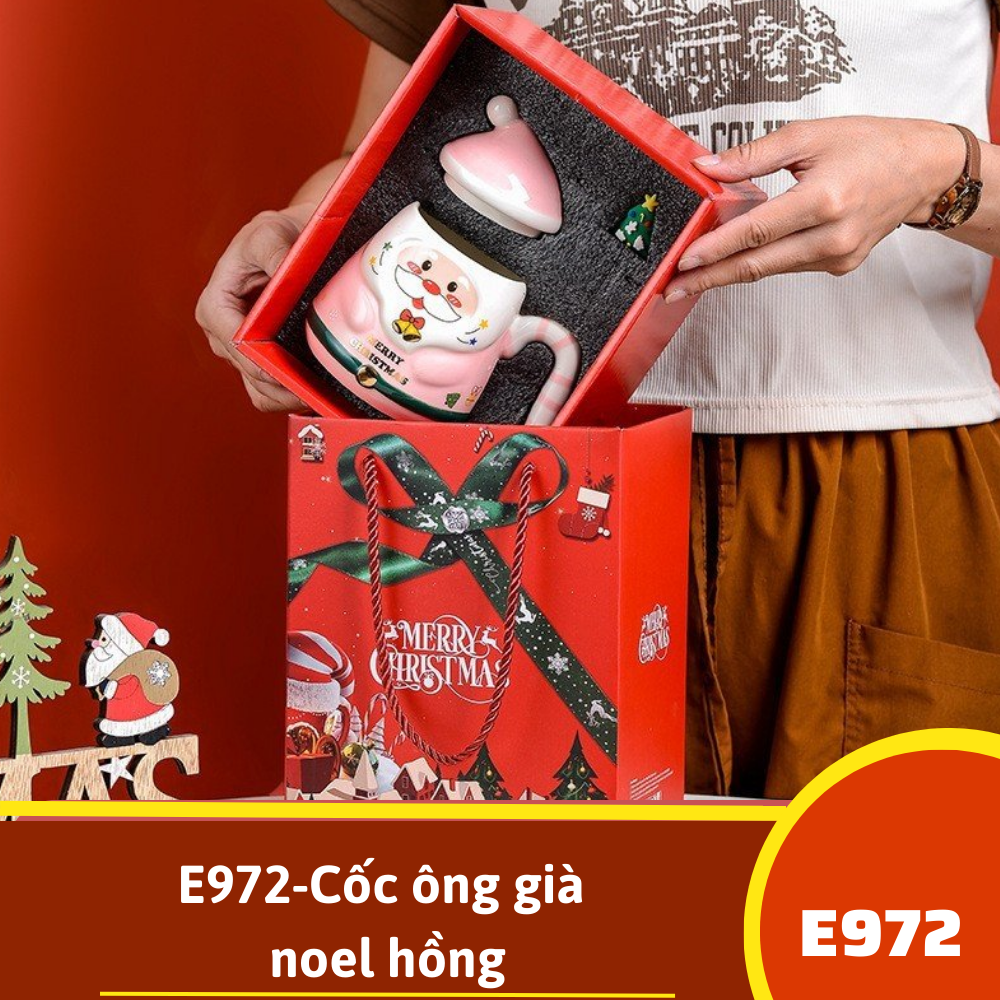 E972-Cốc ông già noel hồng