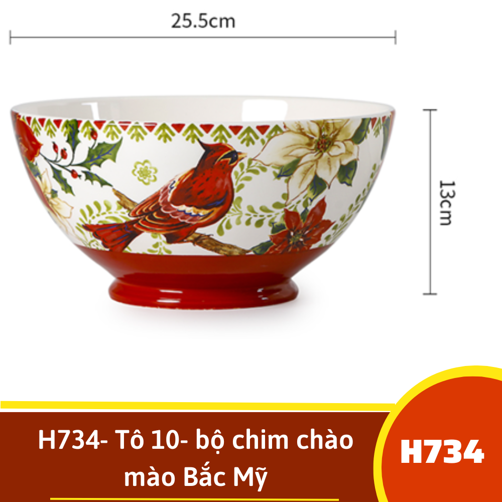 H734- Tô 10- bộ chim chào mào Bắc Mỹ