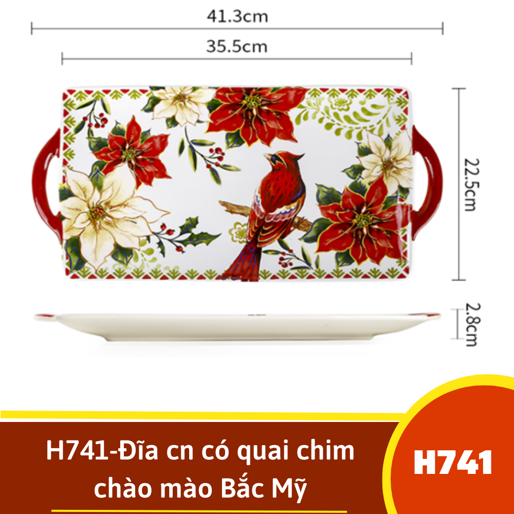 H741-Đĩa cn có quai chim chào mào Bắc Mỹ