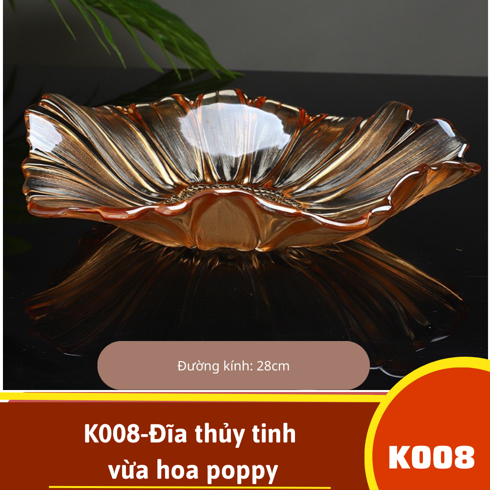 K008-Đĩa thủy tinh vừa hoa poppy