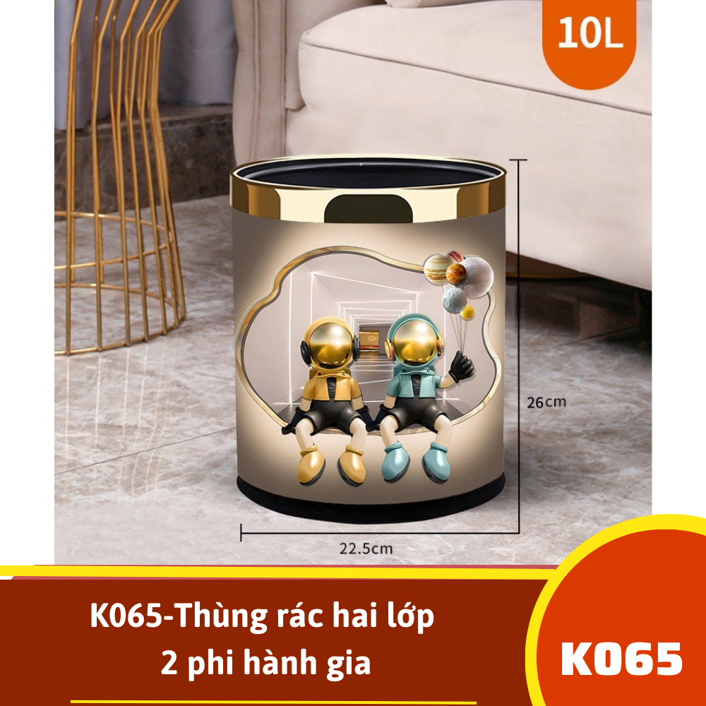 K065-Thùng rác hai lớp 2 phi hành gia