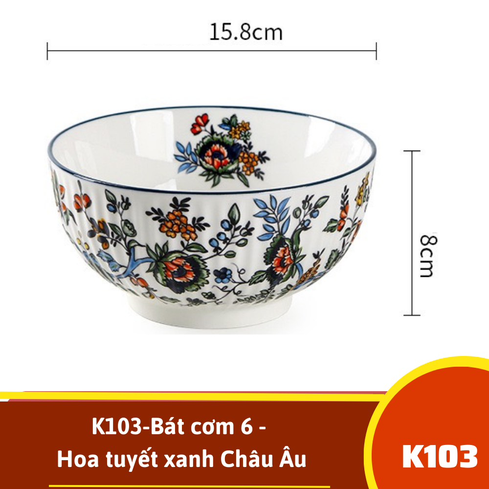 K103-Bát cơm 6 - Hoa tuyết xanh Châu Âu
