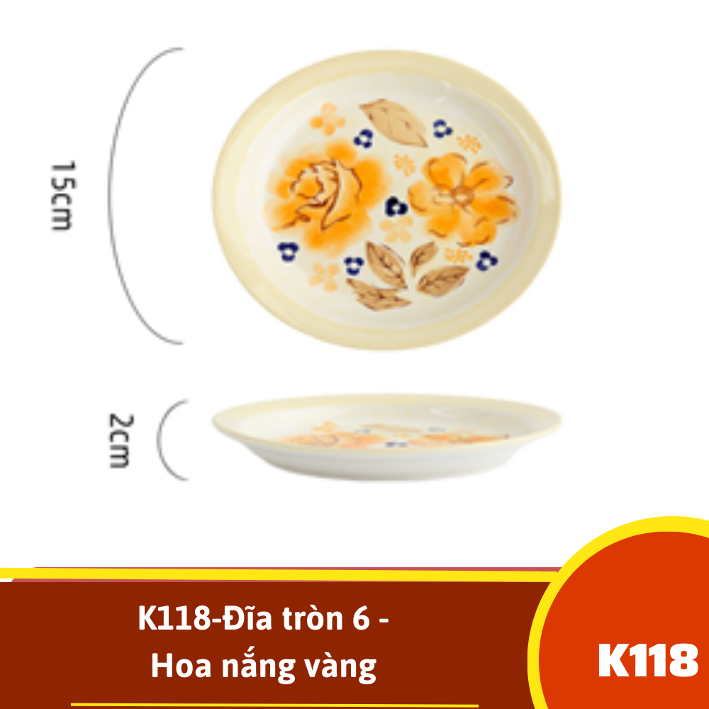 K118-Đĩa tròn 6 -Hoa nắng vàng