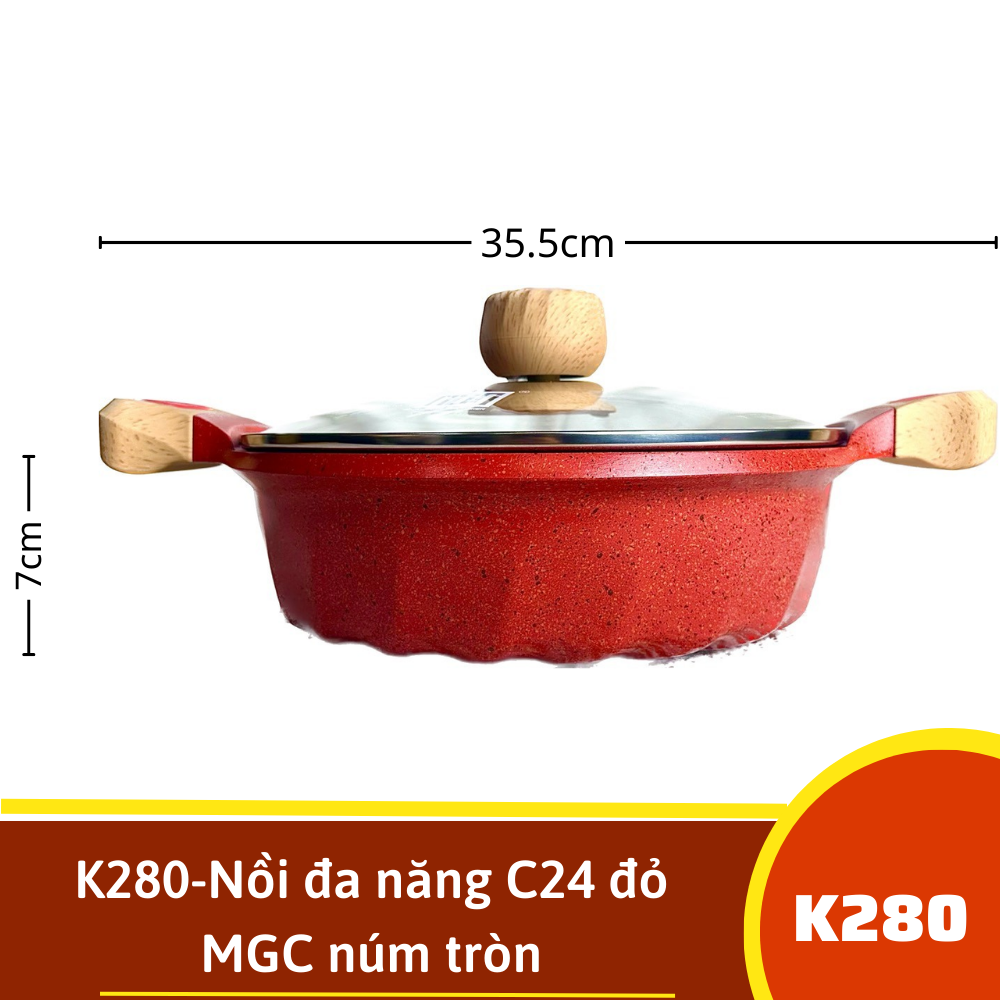 K280-Nồi đa năng C24 đỏ MGC núm tròn