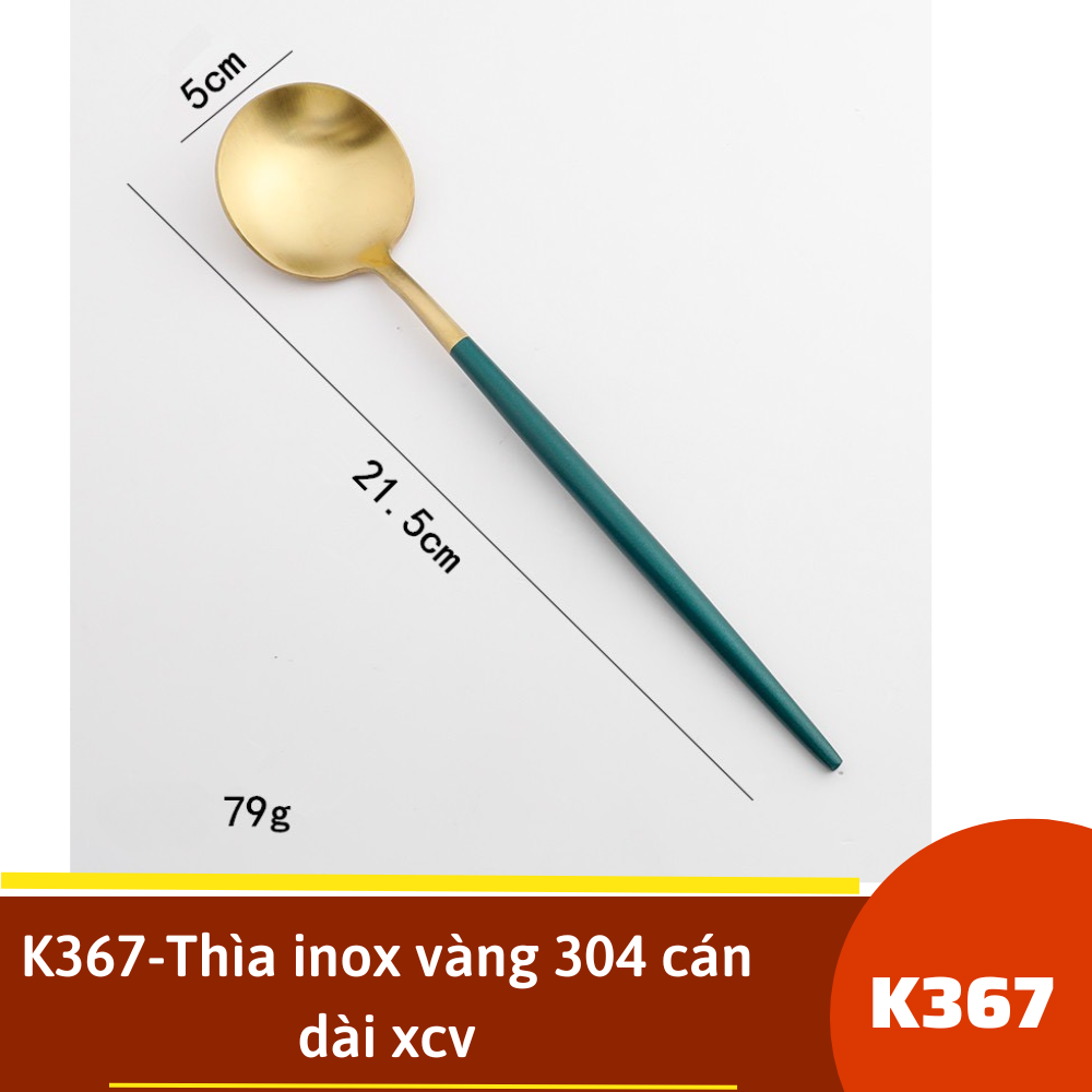 K367-Thìa inox vàng 304 cán dài xcv
