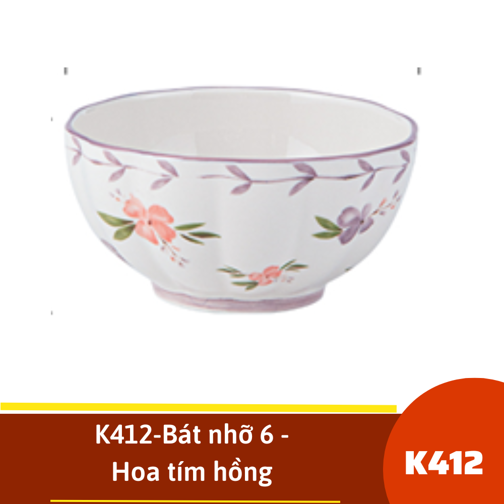 K412-Bát nhỡ 6 - Hoa tím hồng