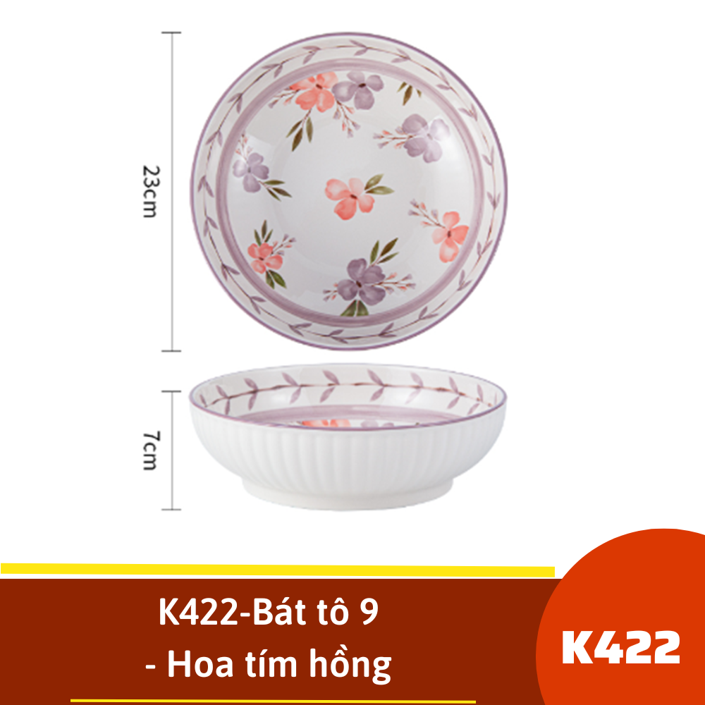 K422-Bát tô 9- Hoa tím hồng