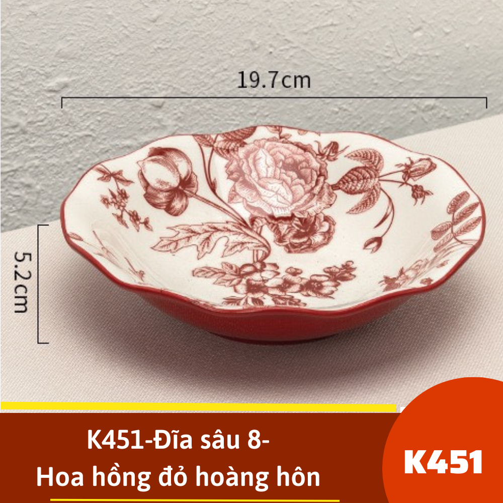 K451-Đĩa sâu 8- Hoa hồng đỏ hoàng hôn