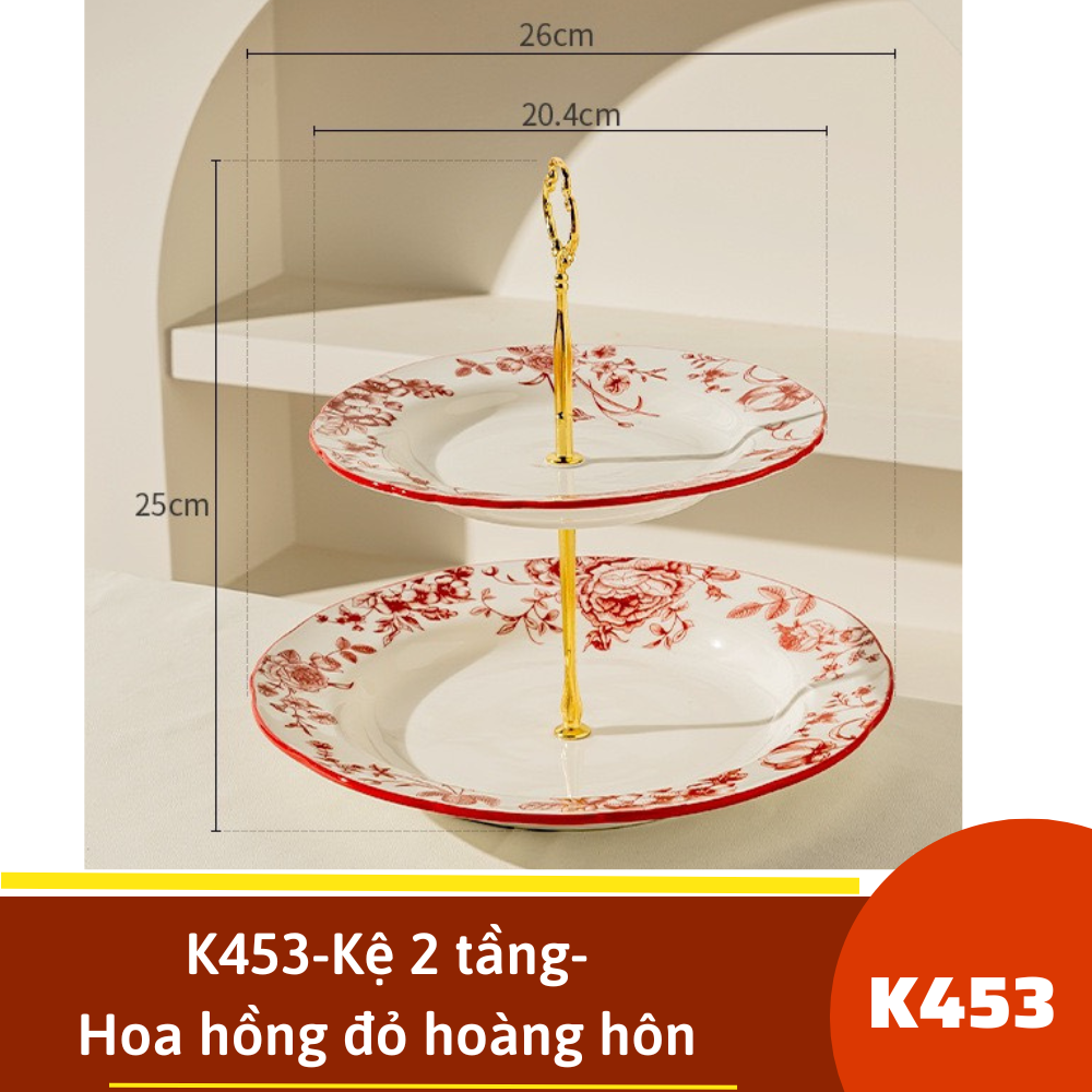 K453-Kệ 2 tầng- Hoa hồng đỏ hoàng hôn