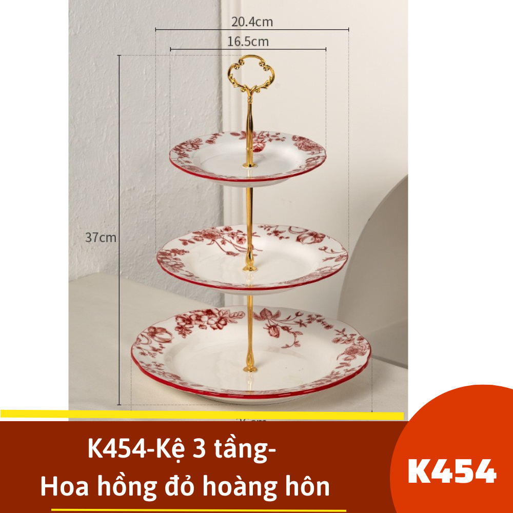 K454-Kệ 3 tầng- Hoa hồng đỏ hoàng hôn