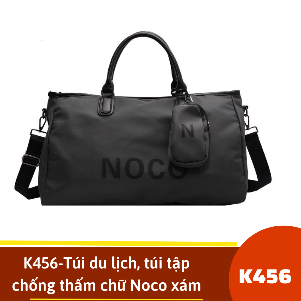 K456-Túi du lịch, túi tập chống thấm chữ Noco xám