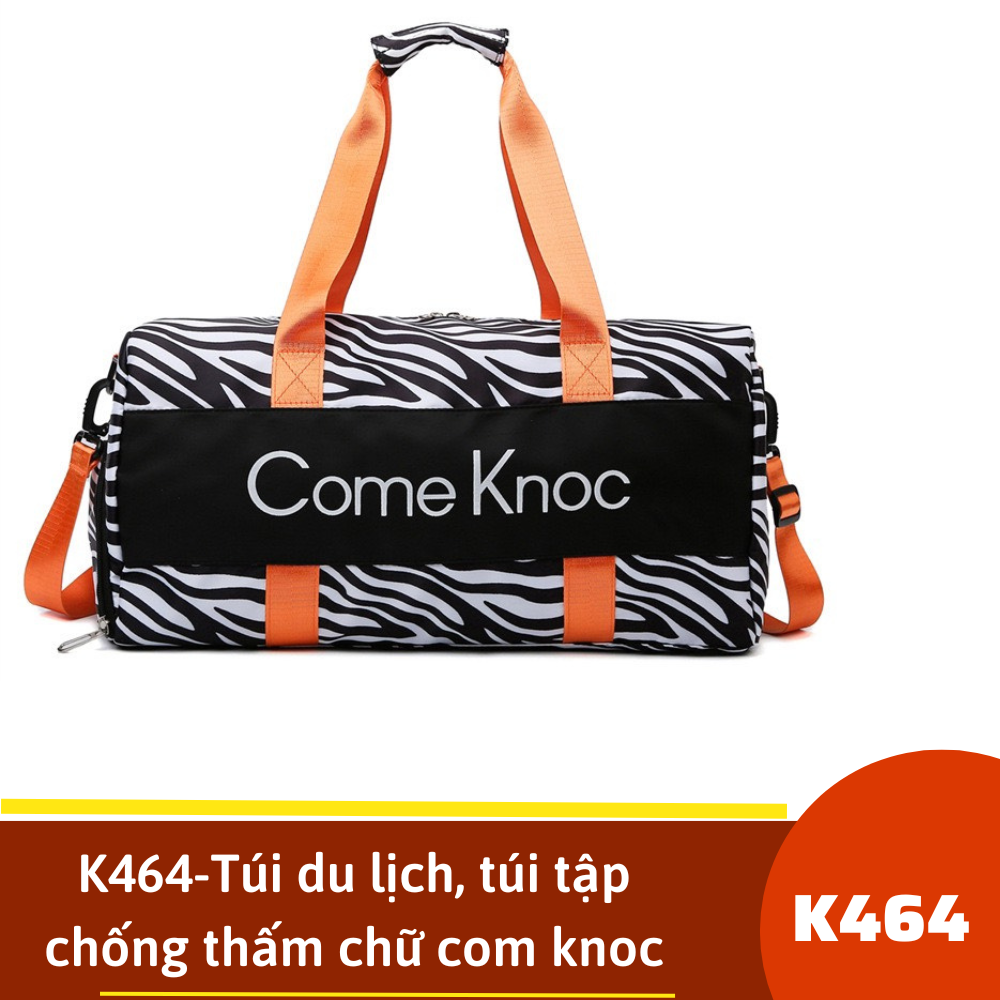 K464-Túi du lịch, túi tập chống thấm chữ com knoc