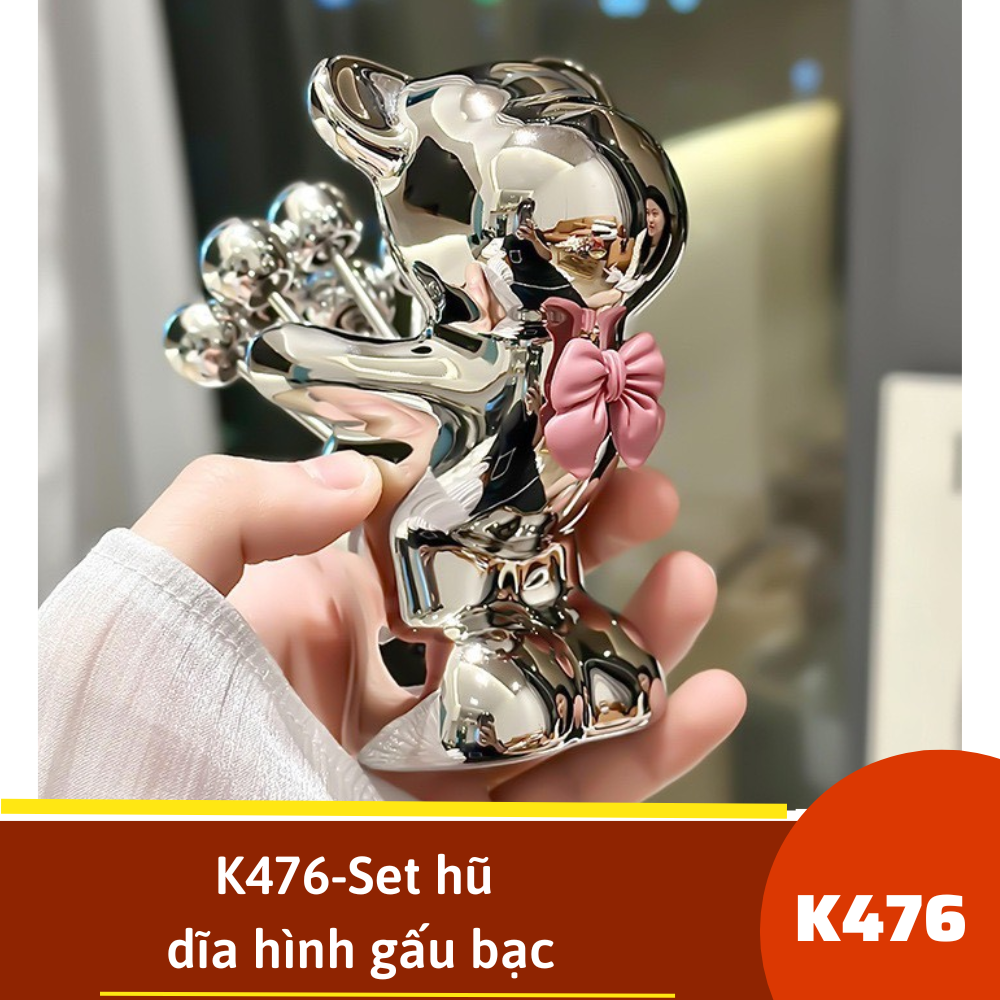 K476-Set hũ dĩa hình gấu bạc