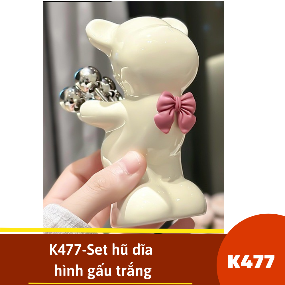 K477-Set hũ dĩa hình gấu trắng