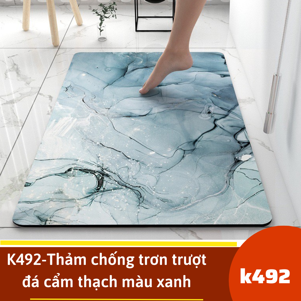 K492-Thảm chống trơn trượt đá cẩm thạch màu xanh đại dương