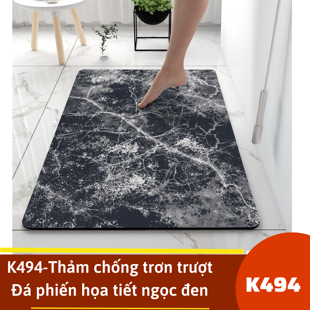 K494-Thảm chống trơn trượt Đá phiến họa tiết ngọc đen