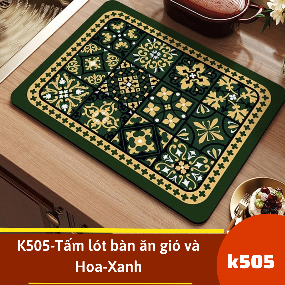 K505-Tấm lót bàn ăn gió và Hoa-Xanh