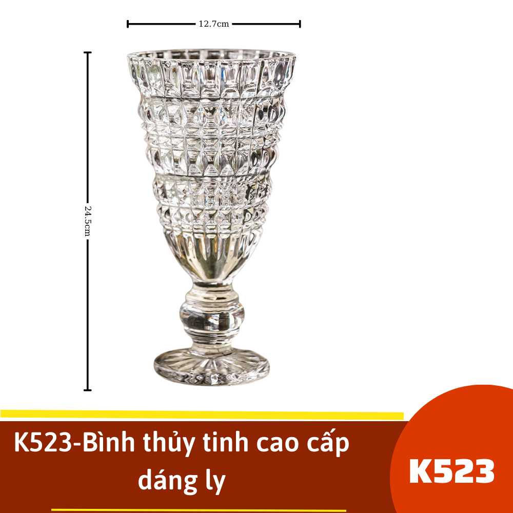 K523-Bình thủy tinh cao cấp dáng ly