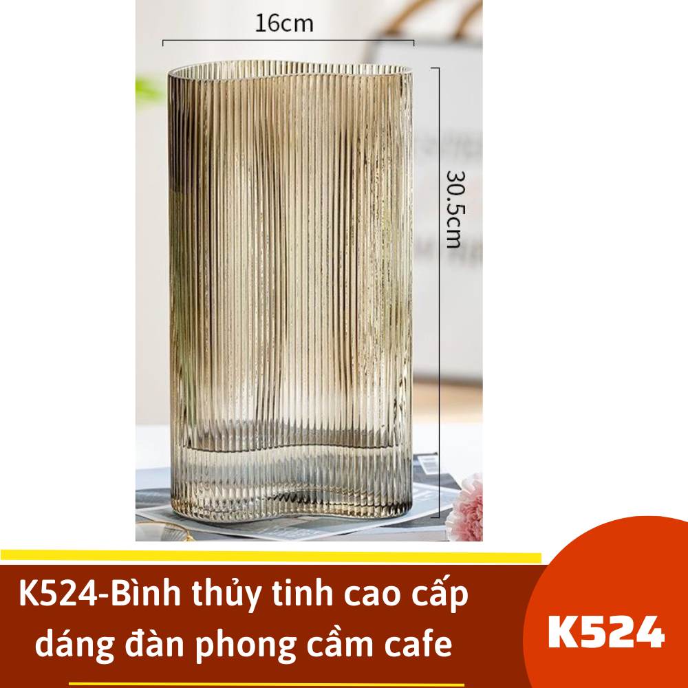 K524-Bình thủy tinh cao cấp dáng đàn phong cầm cafe