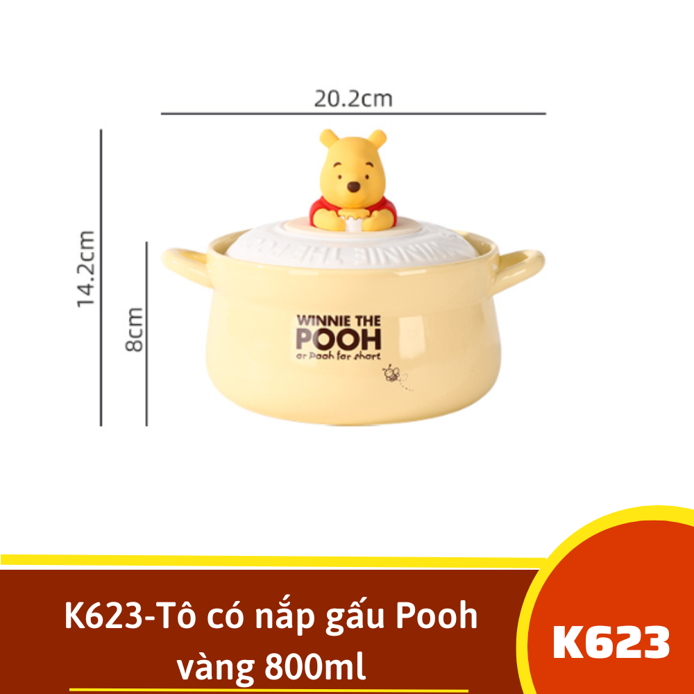 K623-Tô có nắp gấu Pooh vàng 800ml